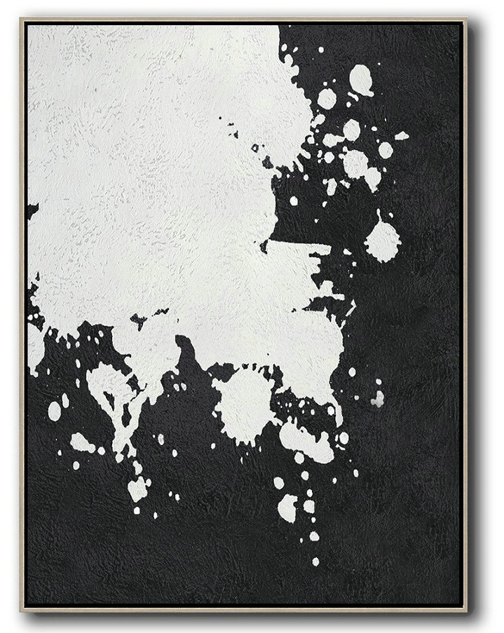 Black And White Minimal Painting On Canvas,Original Abstract Art Paintings #C6B1